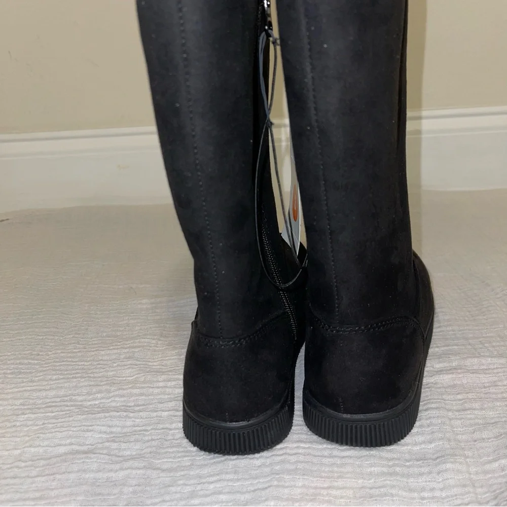 Girl’s Cat & Jack Black/Natalia Tall Shearling Style Boots - size 3 - Picture 5 of 11